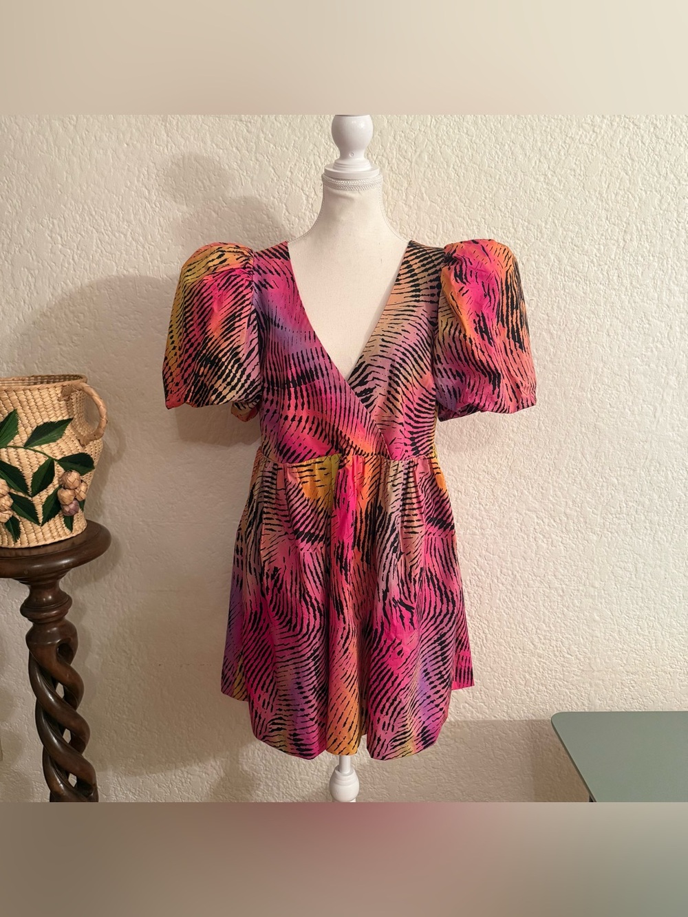 Anthropologie Plenty by Tracy Reese Puff-Sleeve Babydoll Dress Size S